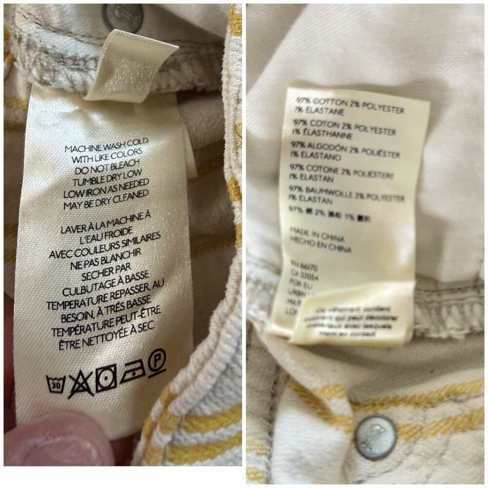 Pilcro Anthropologie Striped Denim Shorts Size 26 Raw Hem Yellow Cream - Picture 6 of 8